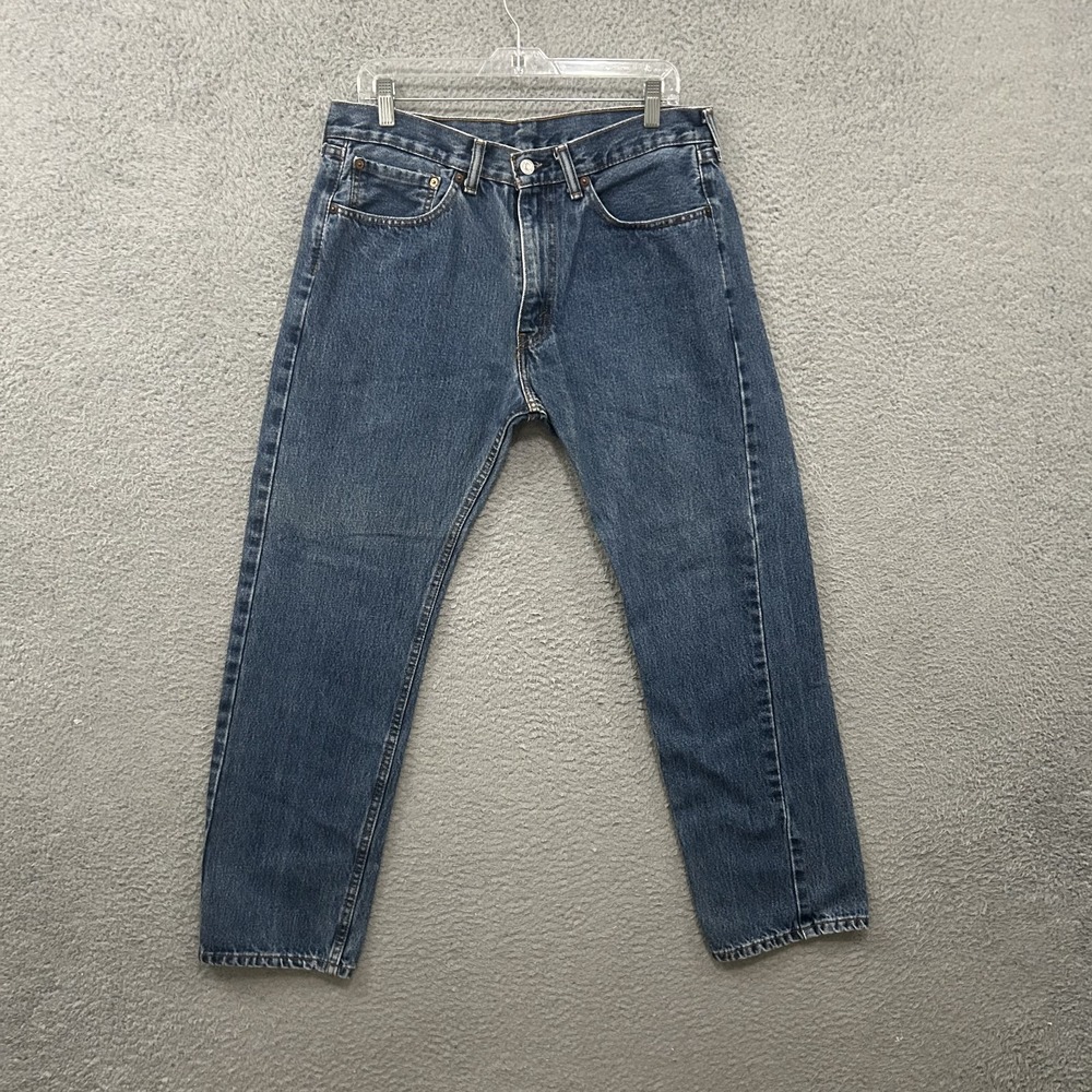 Levis Jeans Mens 34x30 Blue Denim 505 Regular Straight American Work Wear Cotton